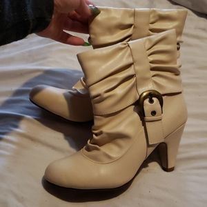 Cream ankle boots